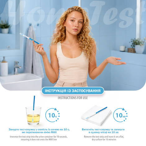 Тест для діагностики овуляції, 5 тест-смужок + 1 тест-смужка для діагностики вагітності